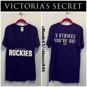 PINK by Victoria’s Secret Rockie’s 3 strikes your out baseball shirt L